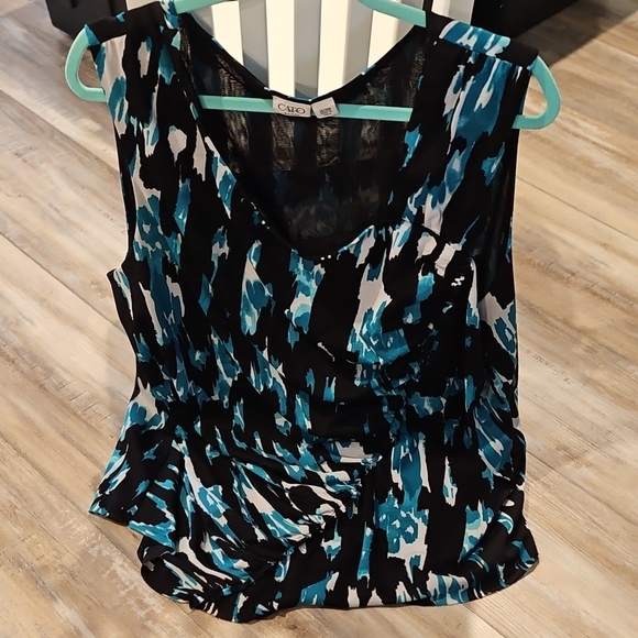 Cato Tops - Cato Women's Teal and Black Abstract Blouse